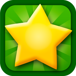 A bright yellow star icon set against a green background with radiating lines.
