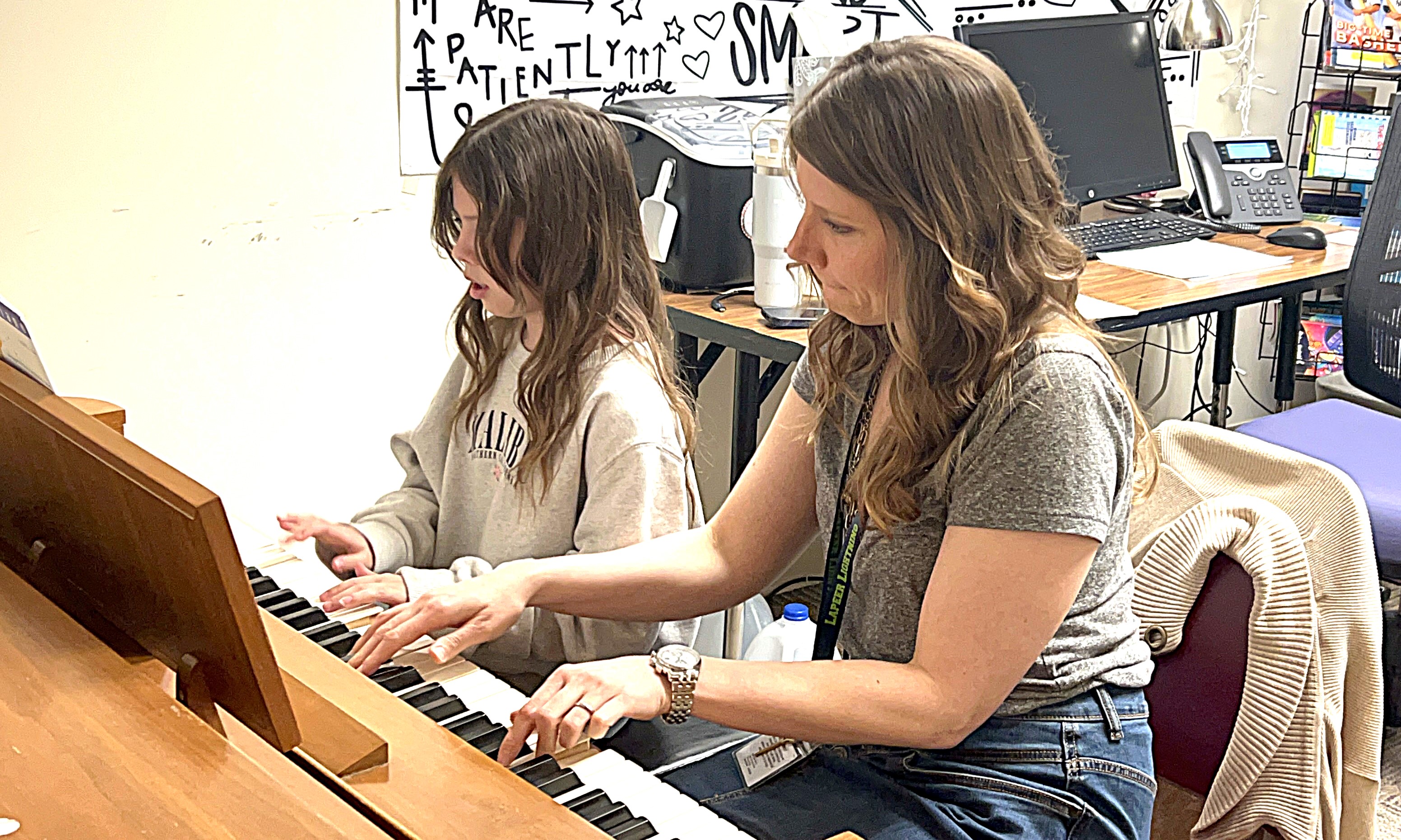 Piano teacher and student at Lapeer Virtual Partnership