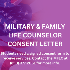 A military life counselor consent letter with an American flag in the background.
