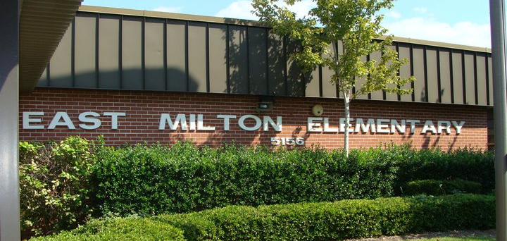 east milton elementary front of the school
