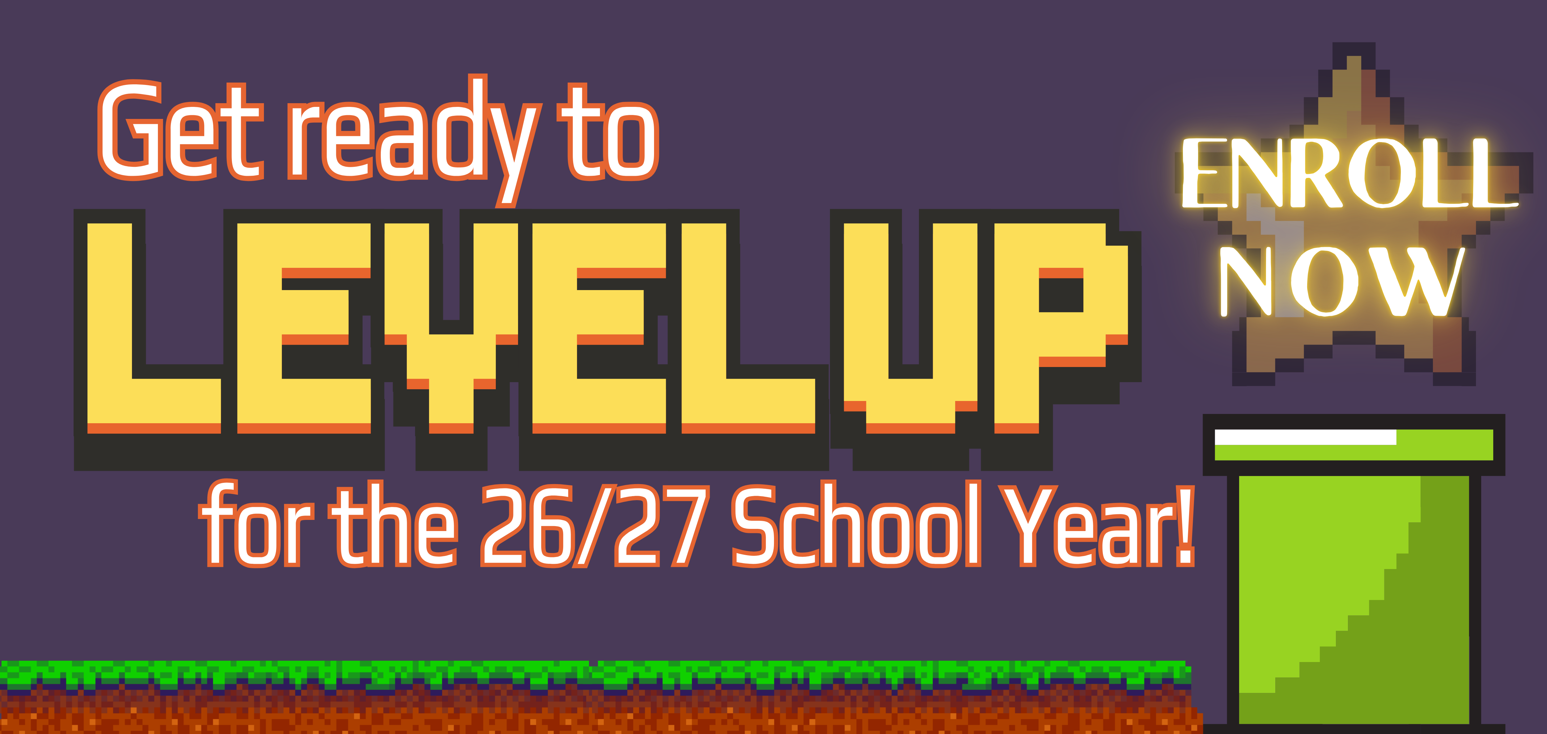 Level Up- Enroll Now Graphic