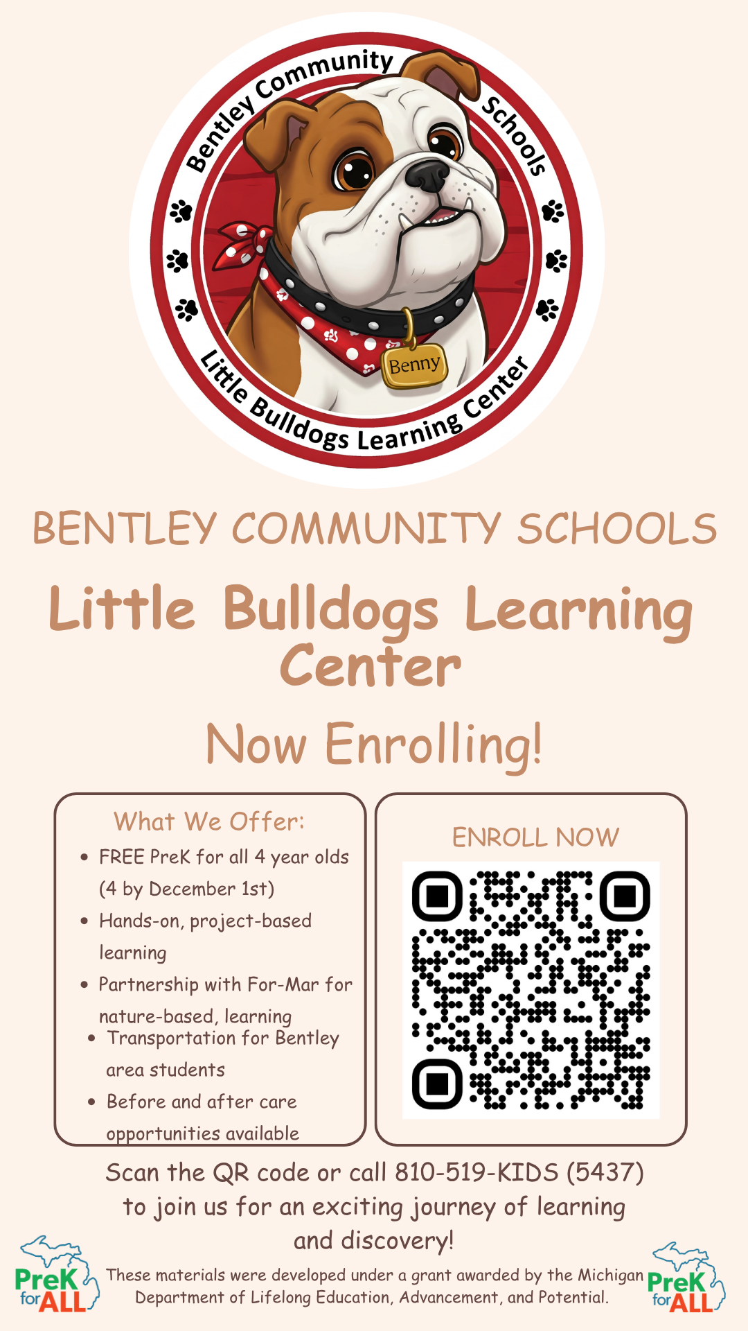 Little Bulldogs enrollment flyer