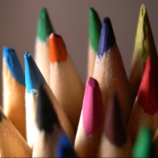 Photo of the tips of colored pencils
