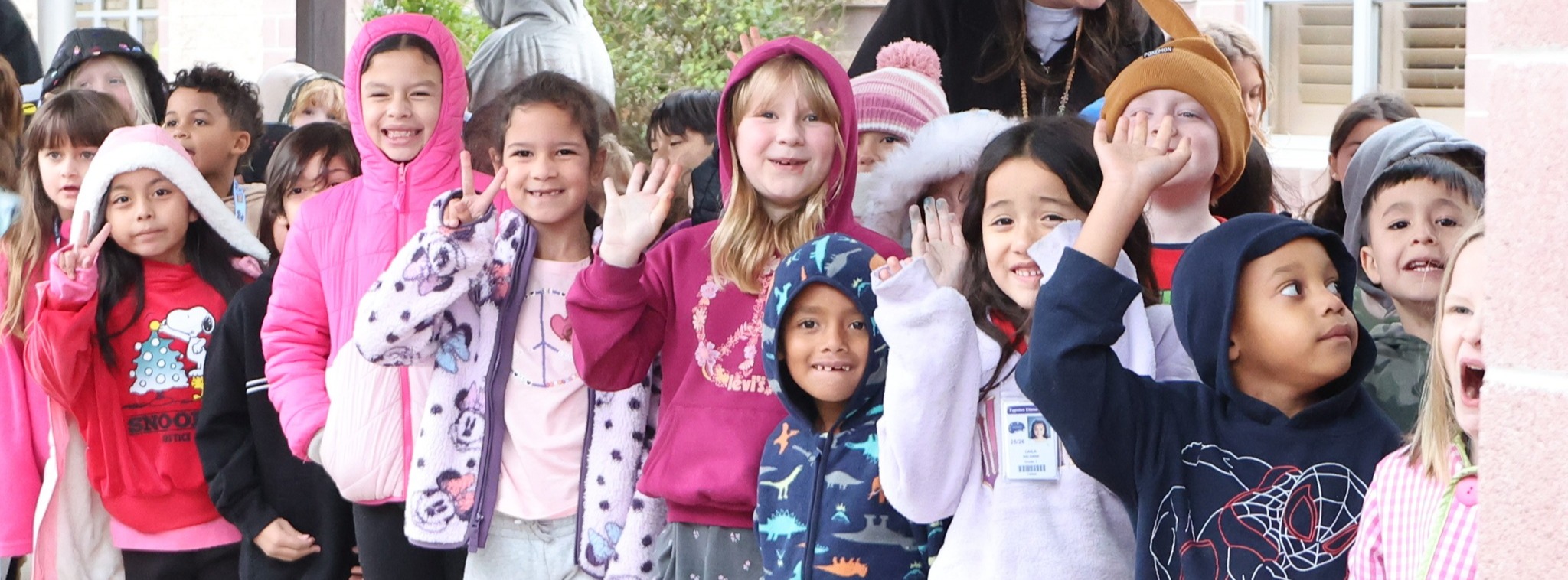 A group of students standing outside