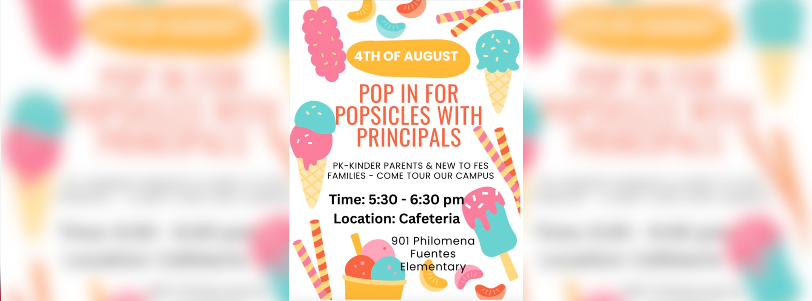 Pop in for Popsicles with Principals flyer