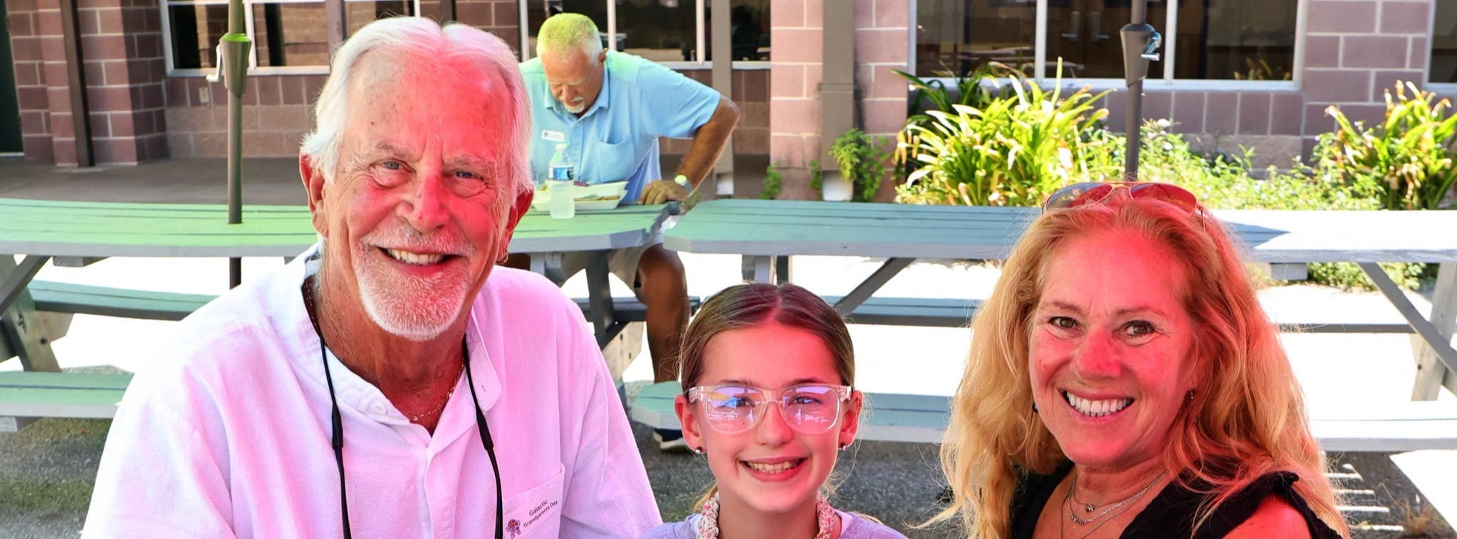 Grandparents with their Fuentes elementary student for the Grandparent's Day event during lunch.