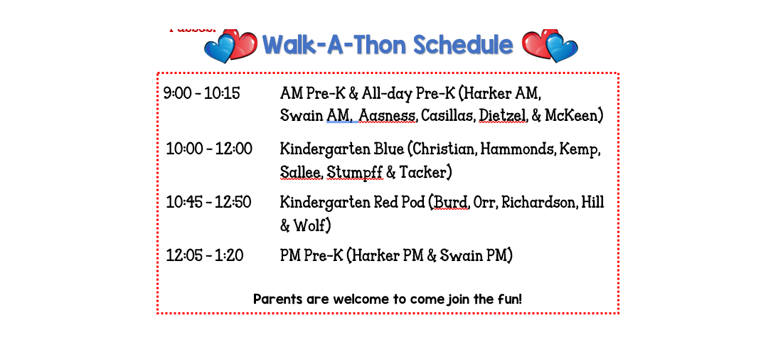 Walk A Thon Schedule