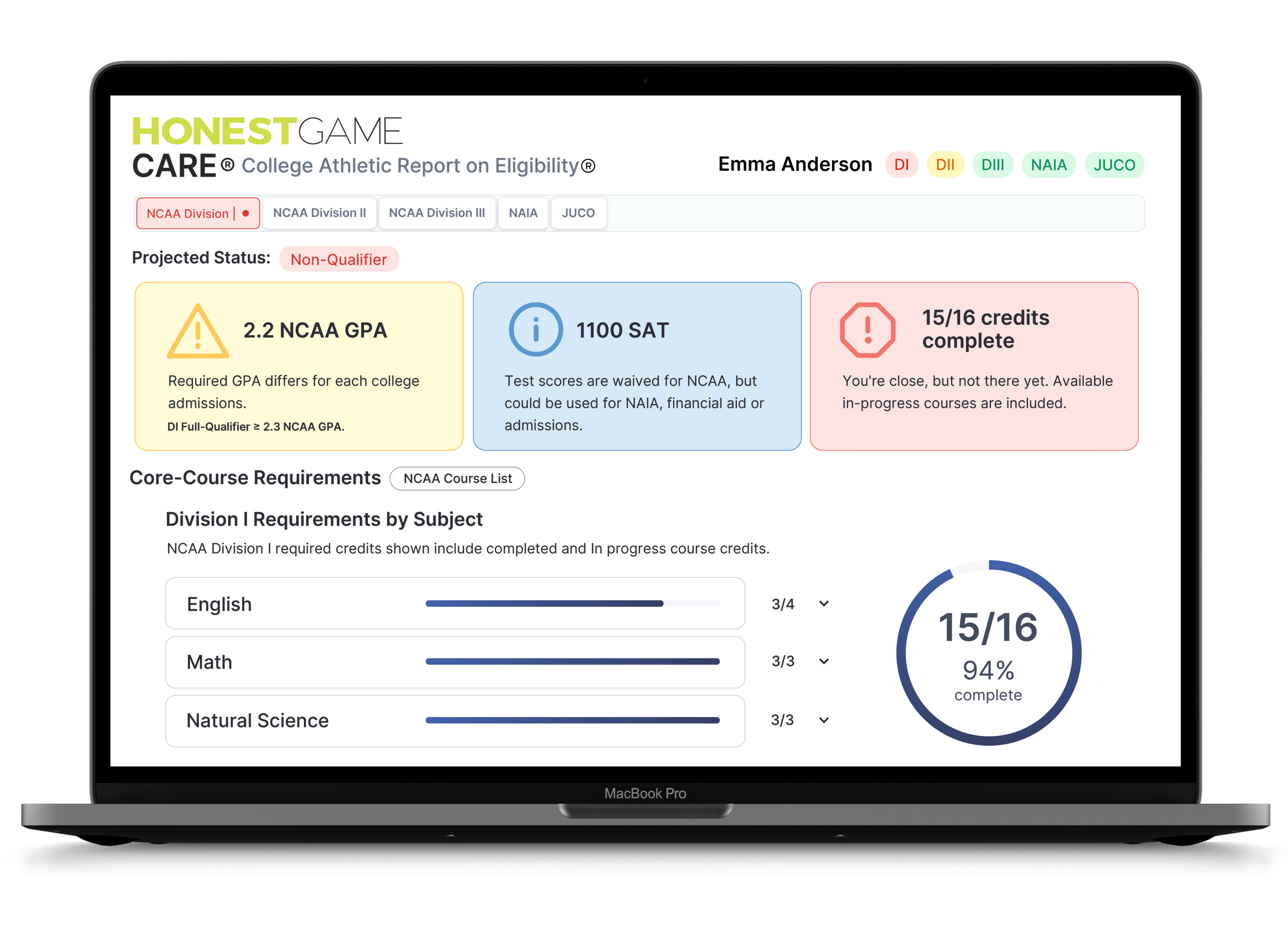 honest game sample screen