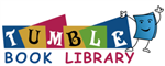 A colorful logo for Tumble Book Library featuring the words 'TUMBLE BOOK LIBRARY' in playful, bold letters, accompanied by a cartoon character of a smiling book.