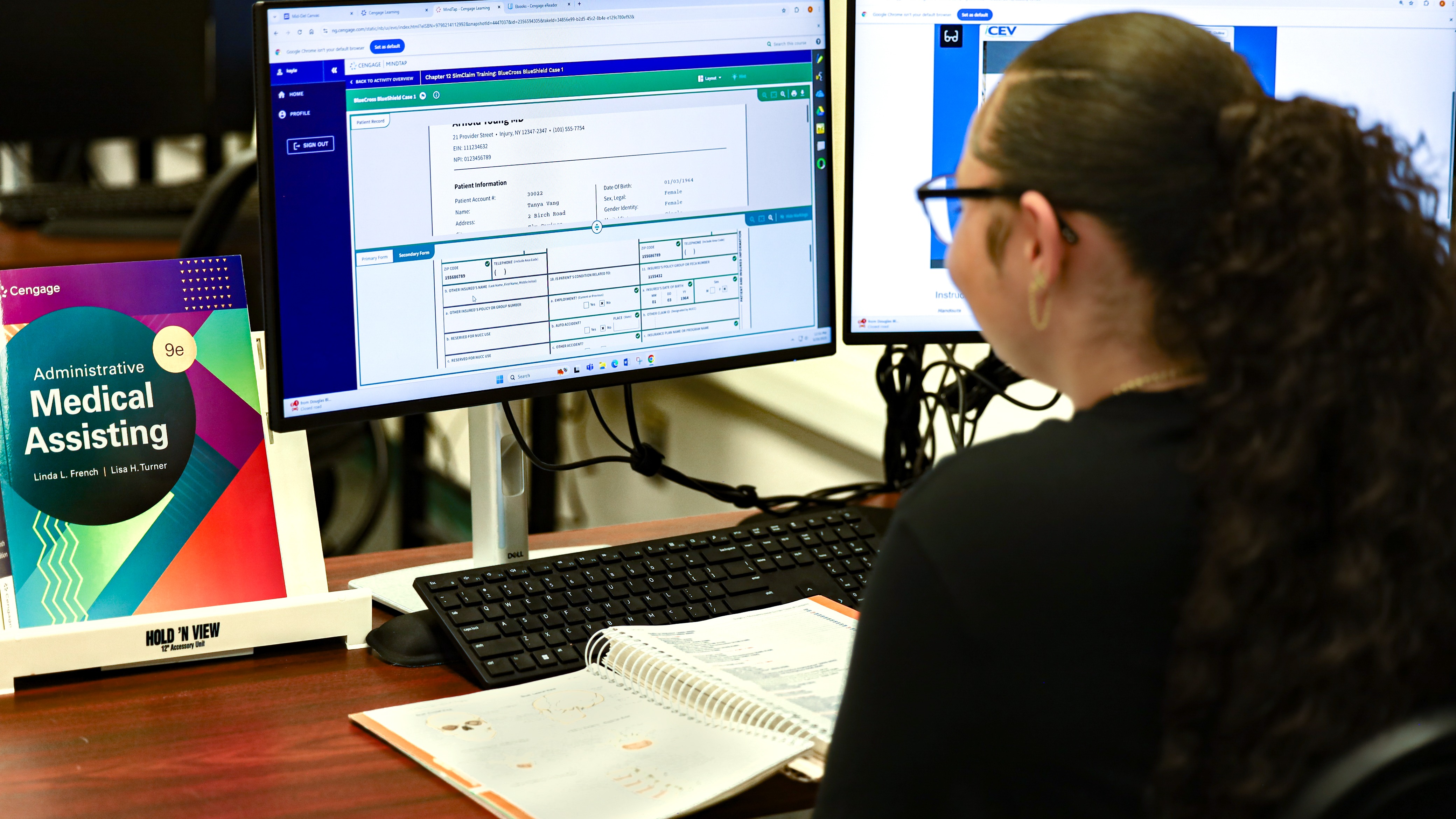 Student working on a computer