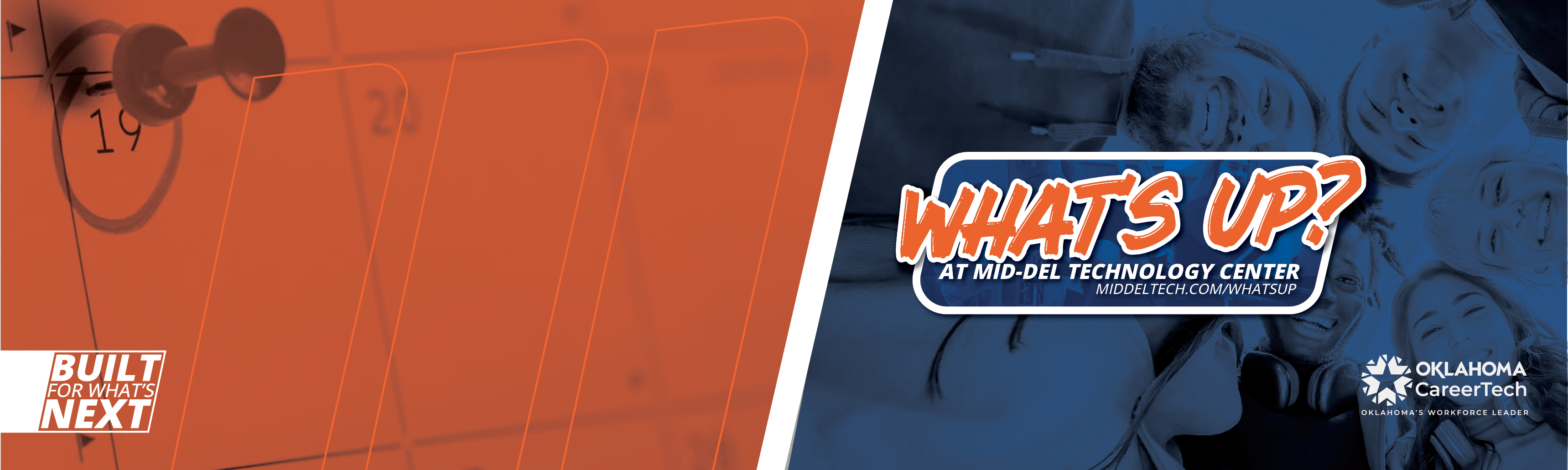in image for the "what's up" at Mid-Del Tech. It links to a page with the latest news.
