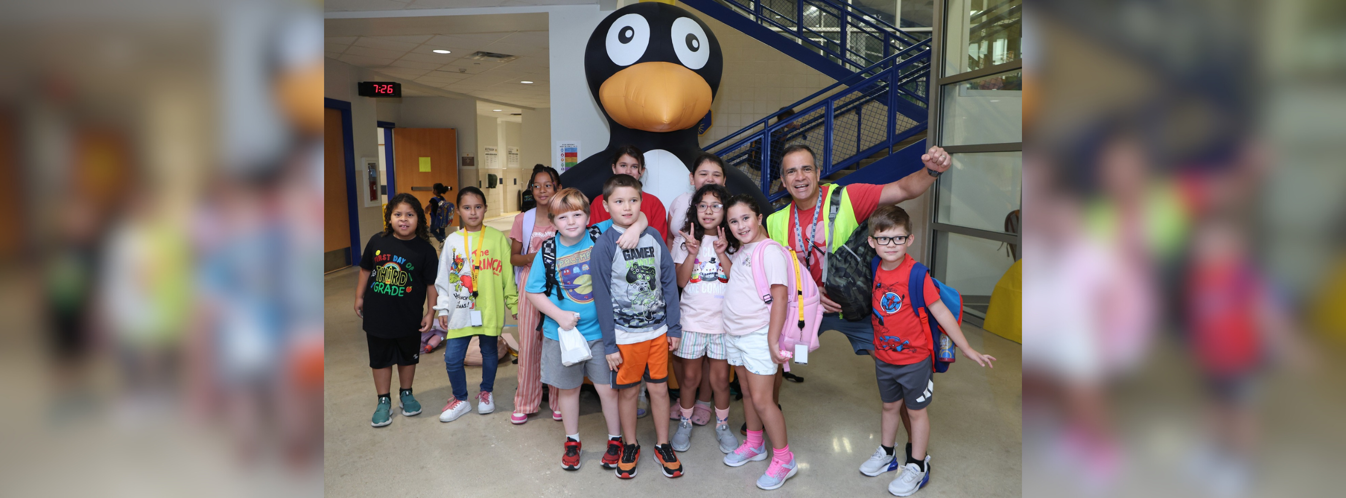 Jiji the penguin visits SHES