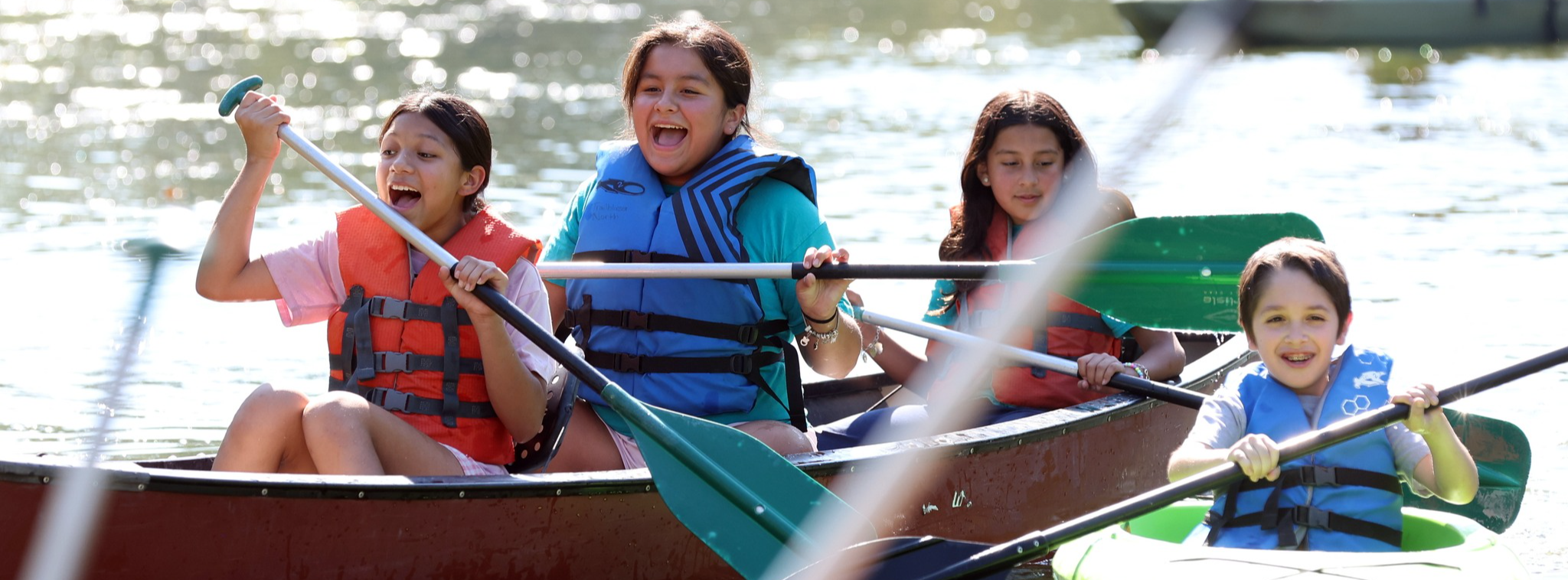 Science Hall students in a canoe