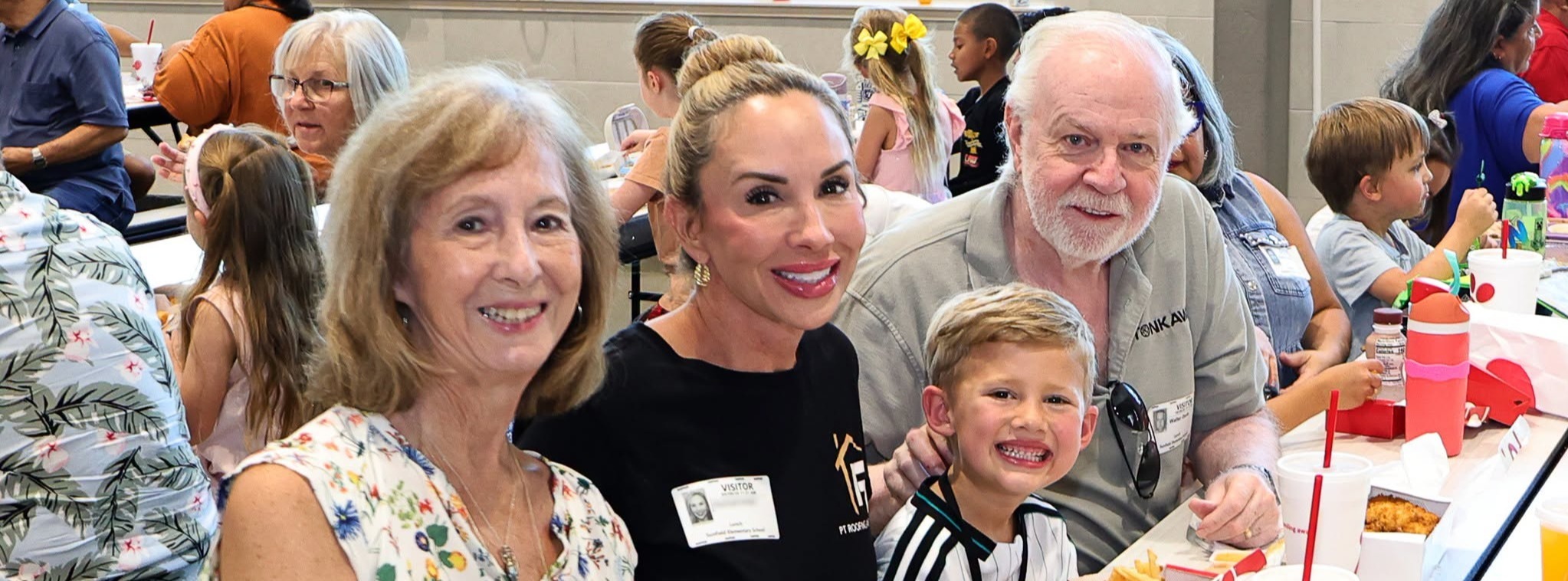 Grandparents with their Sunfield elementary student for the Grandparent's Day event at lunch.
