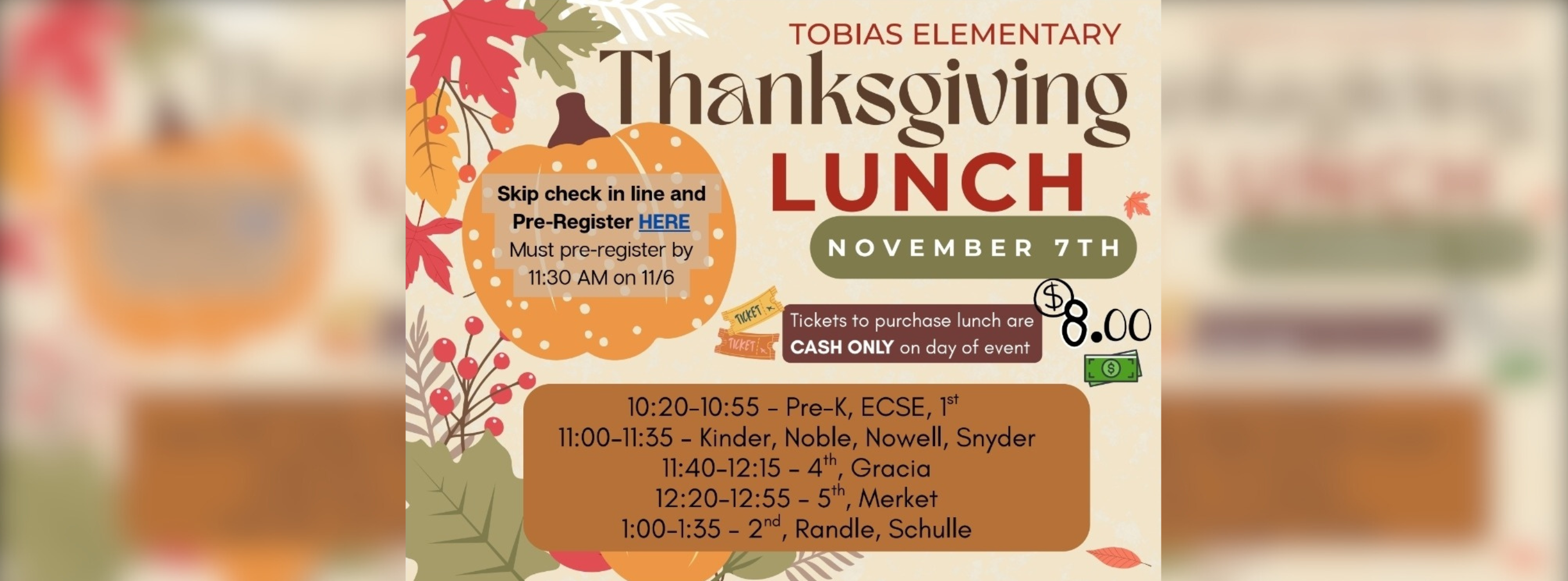 TES Thanksgiving Lunch flyer