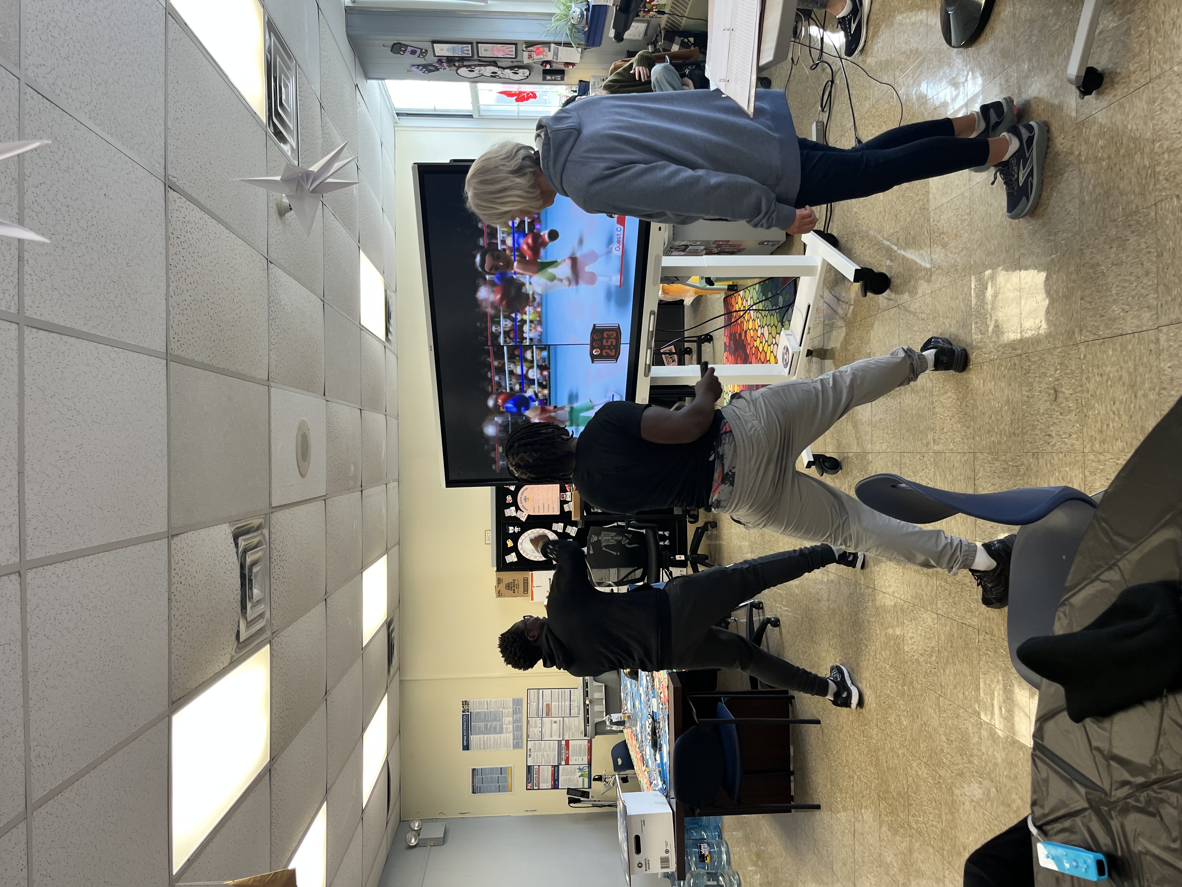 Students playing video games for PBIS