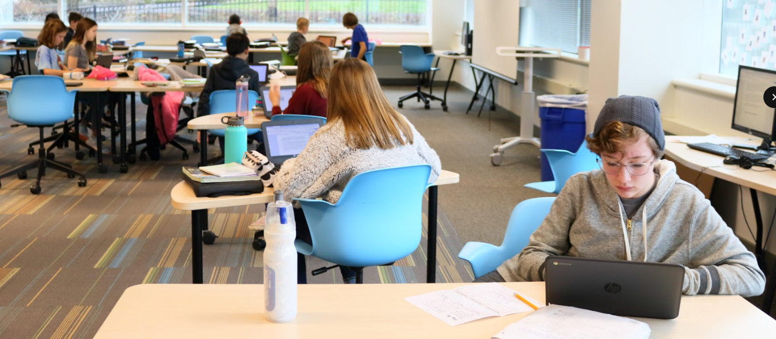 students at a desk