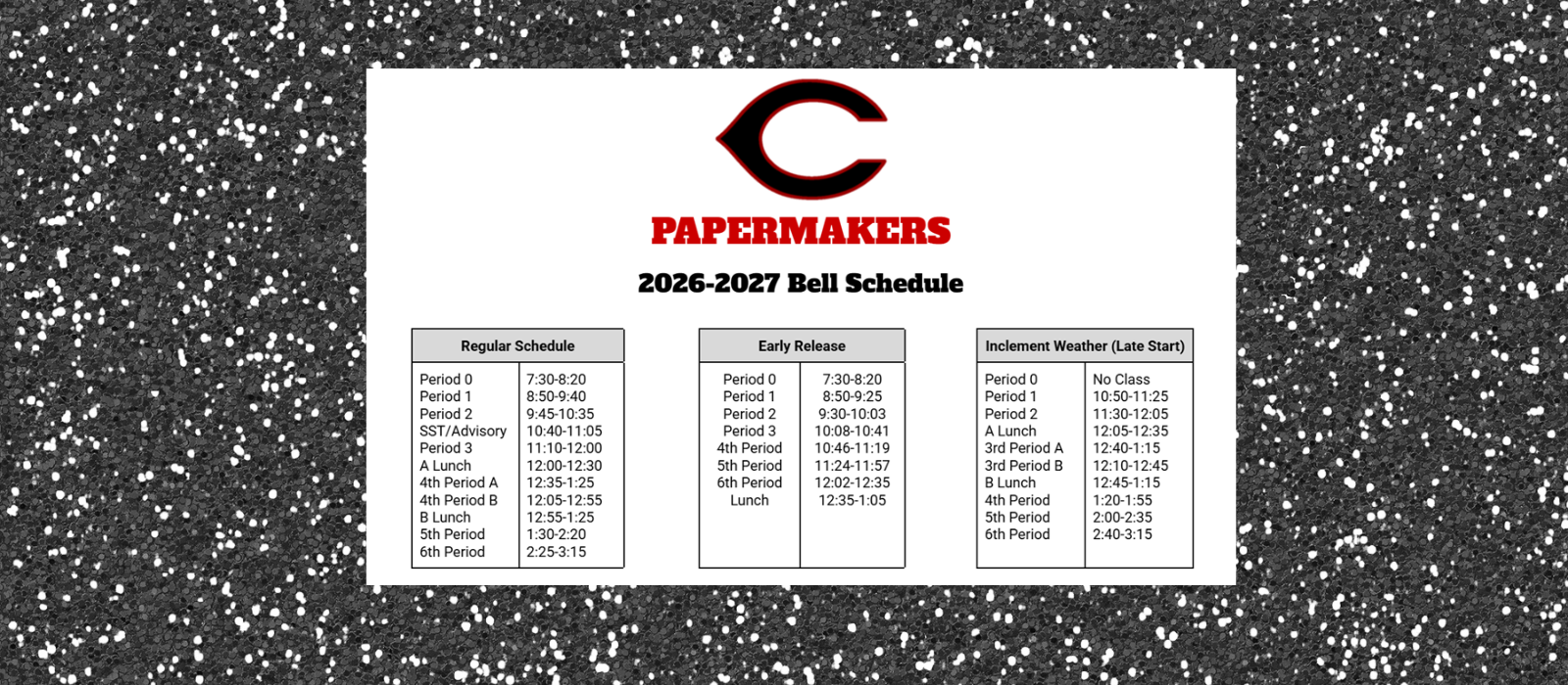 2026 Bell Schedule