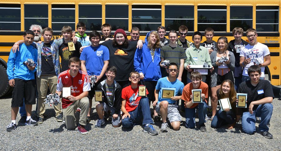 Students in front of the bus