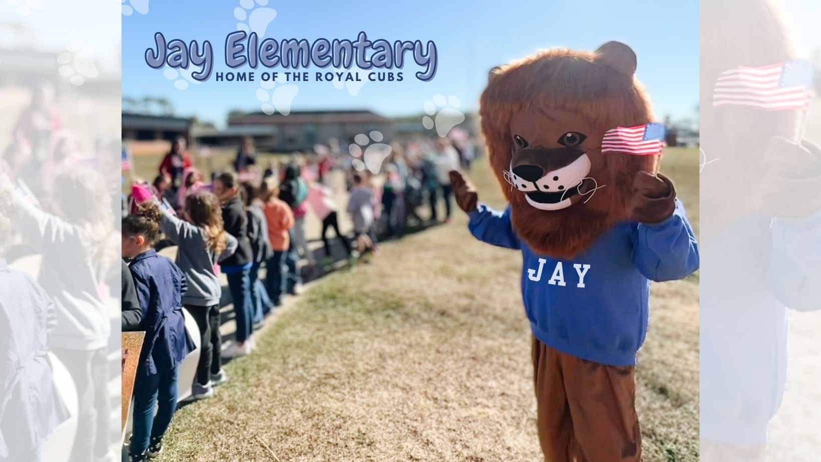 students and the school mascot