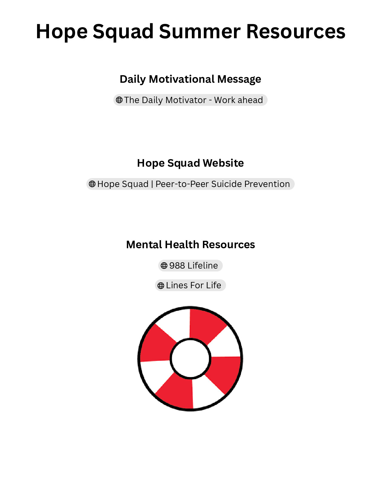 Hope Squad Summer Resources
