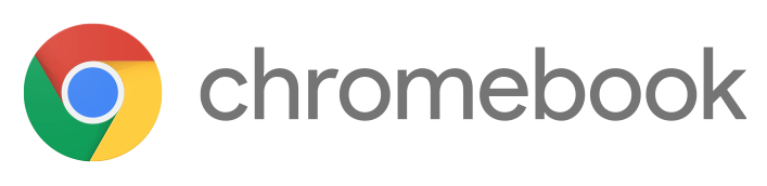 The image features the word 'chromebook' in gray text next to a colorful circular logo resembling a stylized eye, with blue, green, yellow, and red segments.
