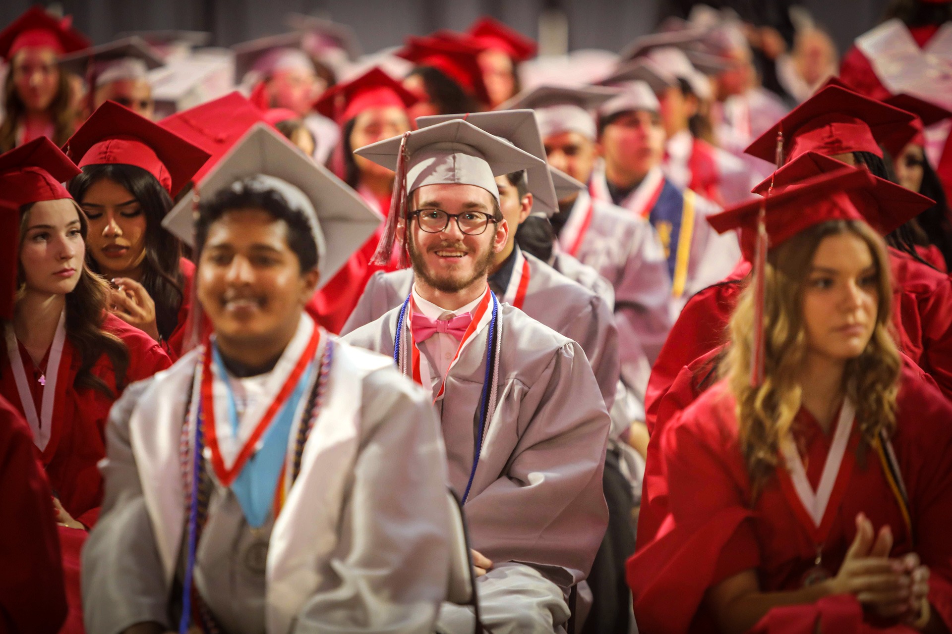 Ironwood High School students on graduation day wearing their caps and gowns