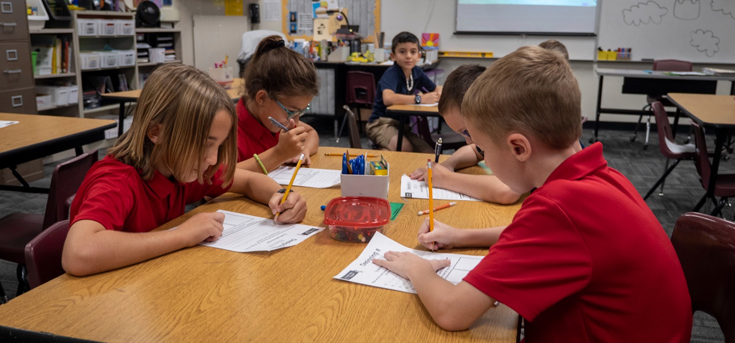 Peoria Traditional School students working at  their desk