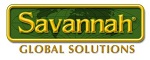 A logo featuring the word 'Savannah' in gold letters on a green background, with the phrase 'GLOBAL SOLUTIONS' in smaller letters below.