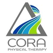 A logo featuring a stylized triangular design with flowing lines in blue and green, accompanied by the text 'CORA PHYSICAL THERAPY' below it.