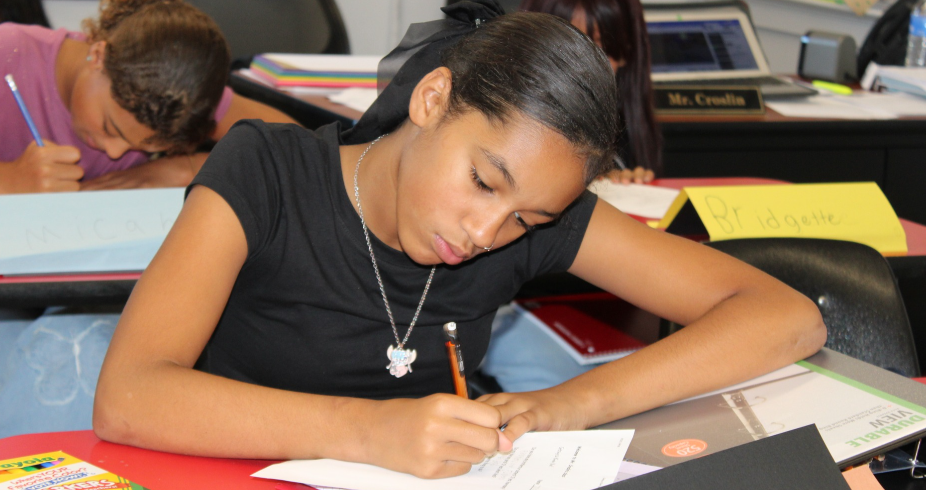 young girl in class