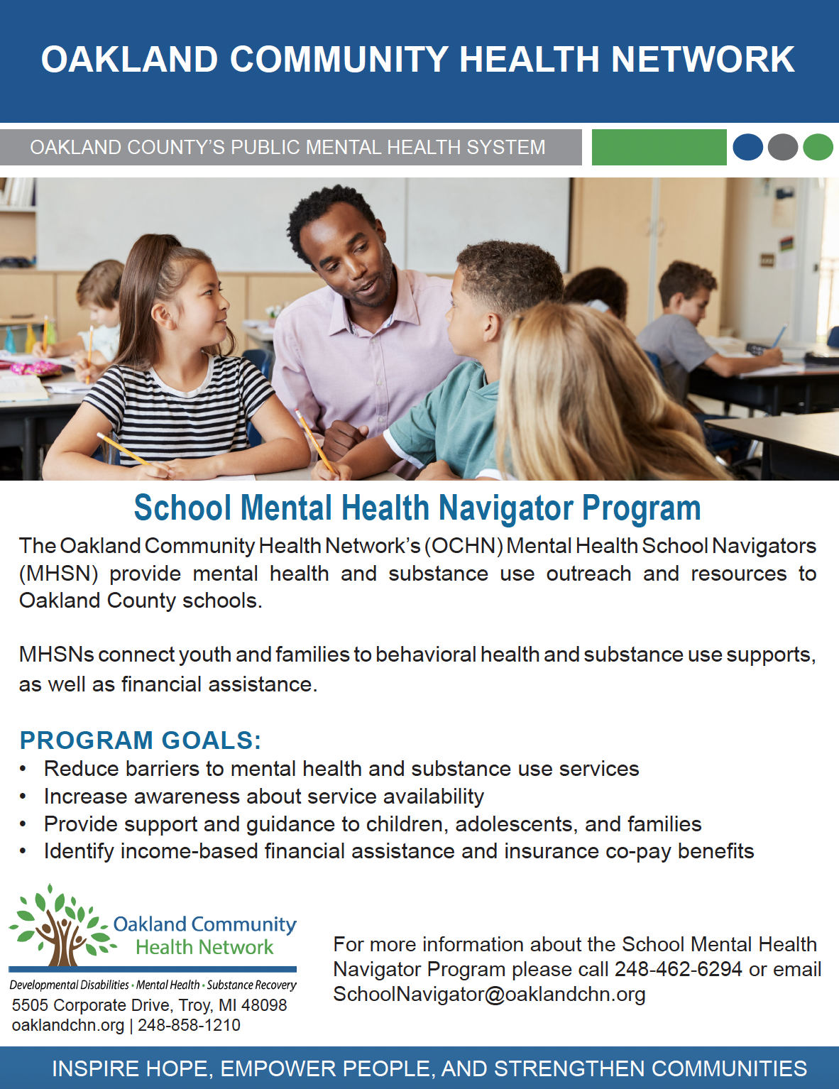 Screenshot of OCHN Mental Health Navigator Info