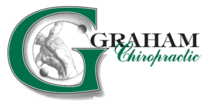 A logo featuring a stylized letter 'G' in green, with the word 'GRAHAM' in bold black letters and 'Chiropractic' in a cursive green font, alongside an illustration of a human spine.