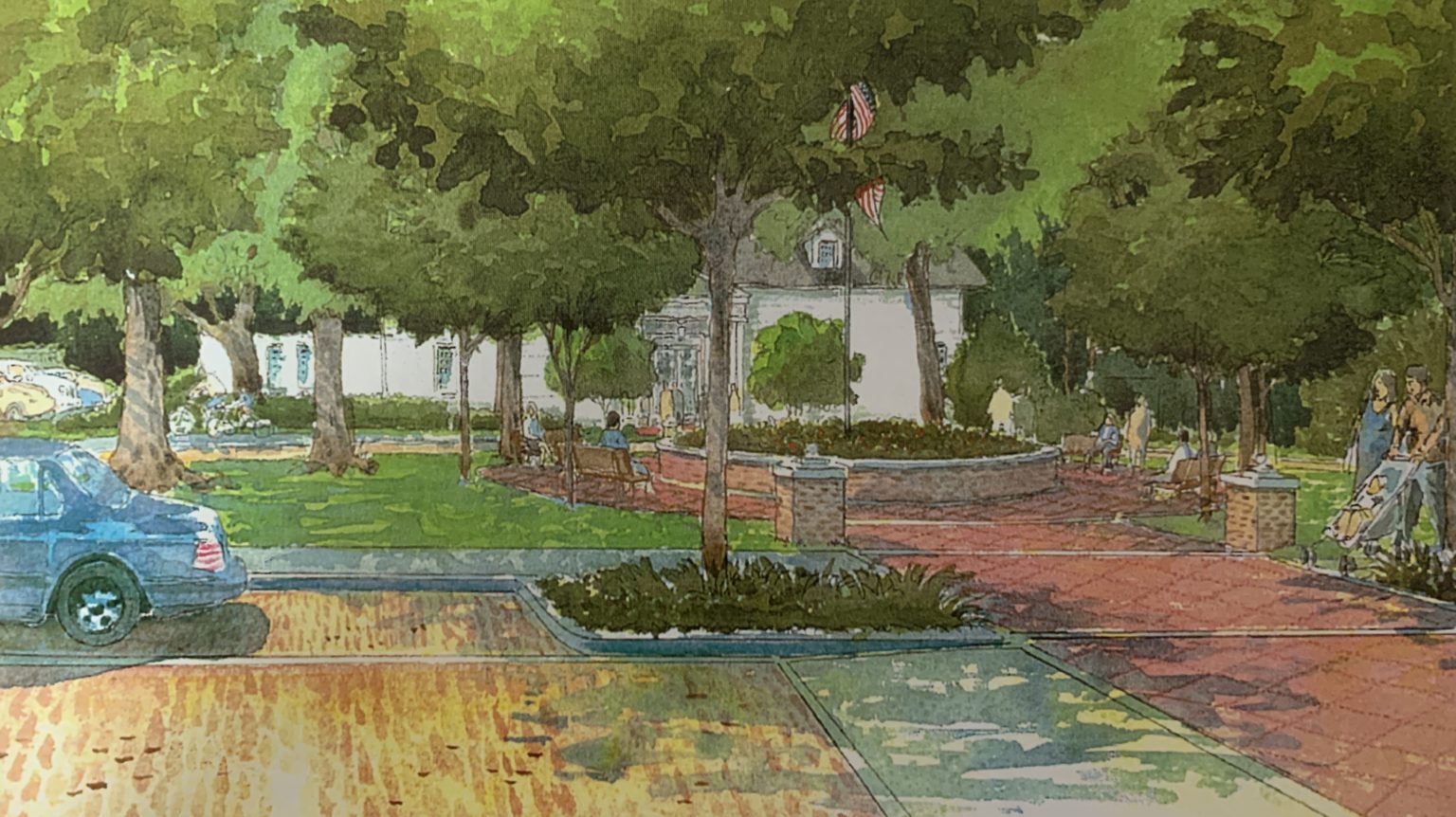 Illustration from Canin Associates depicting a prediction of Town Hall in 2020.