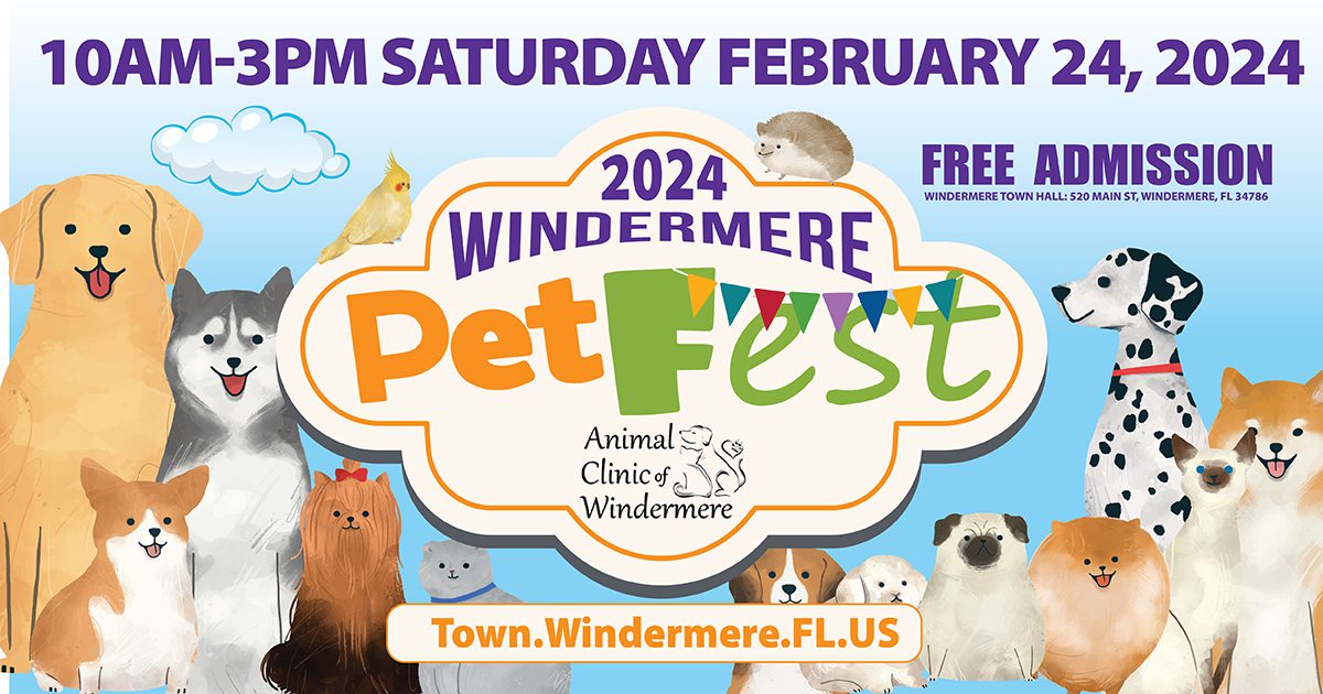 A whimsical sign advertising a pet fest event.