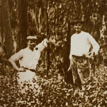 Bill Grier (L) & Cal Palmer (R) inspect the local timber