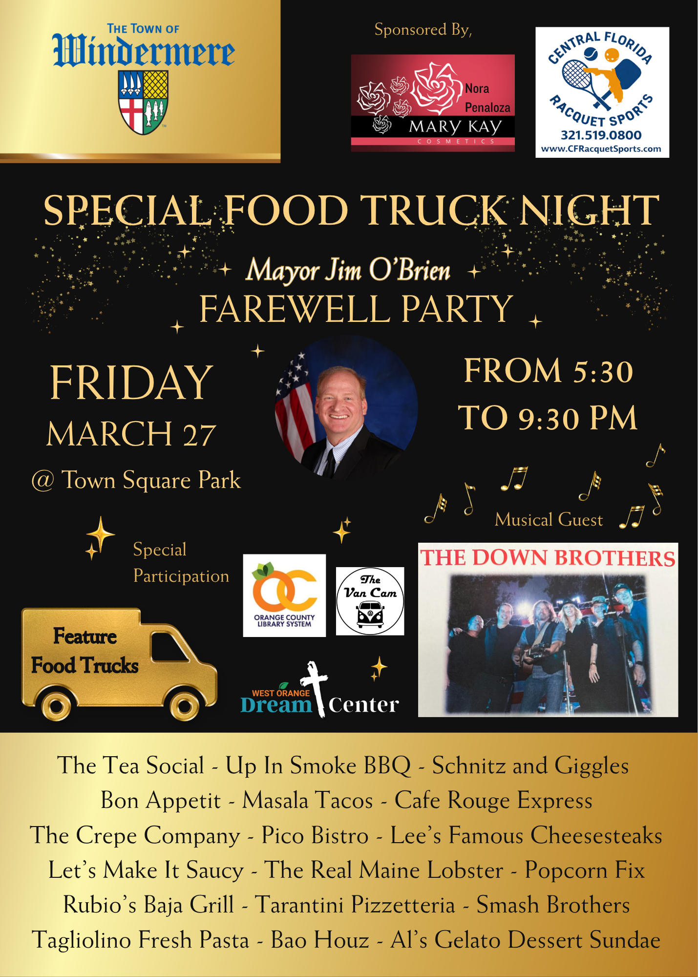 Flyer of Special Food Truck Night on March 27 at 5:30 PM