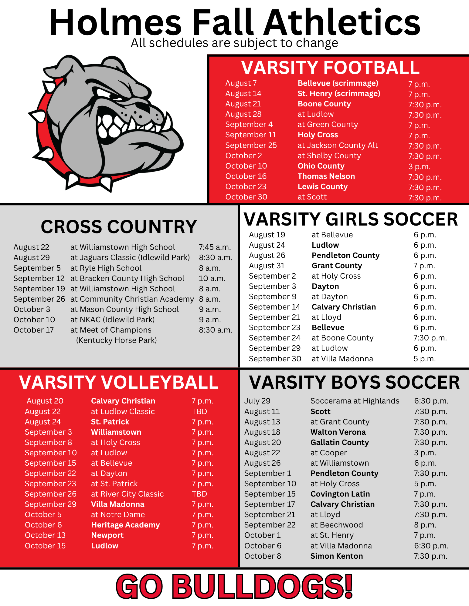 schedule of events
