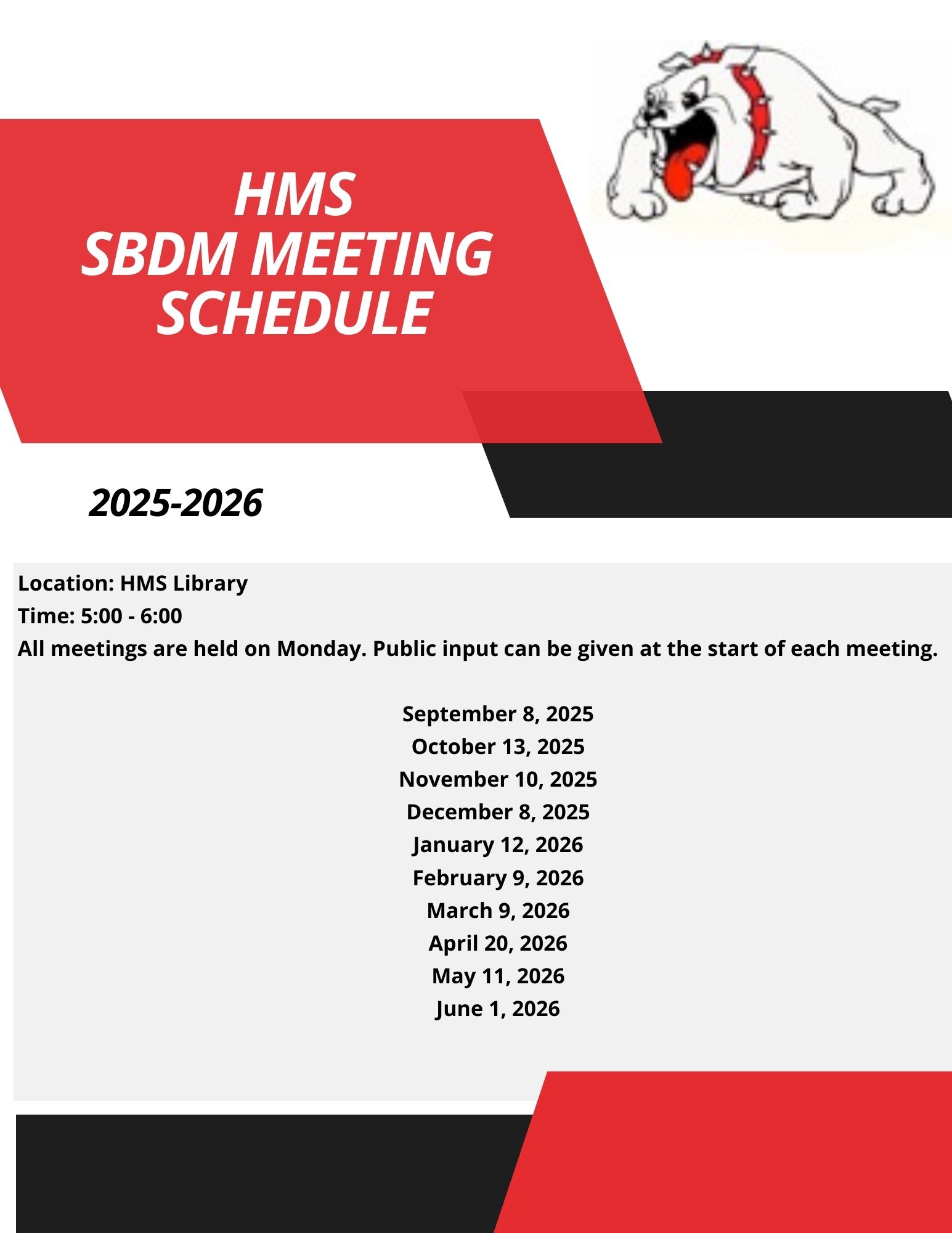 SBDM Meeting Schedule