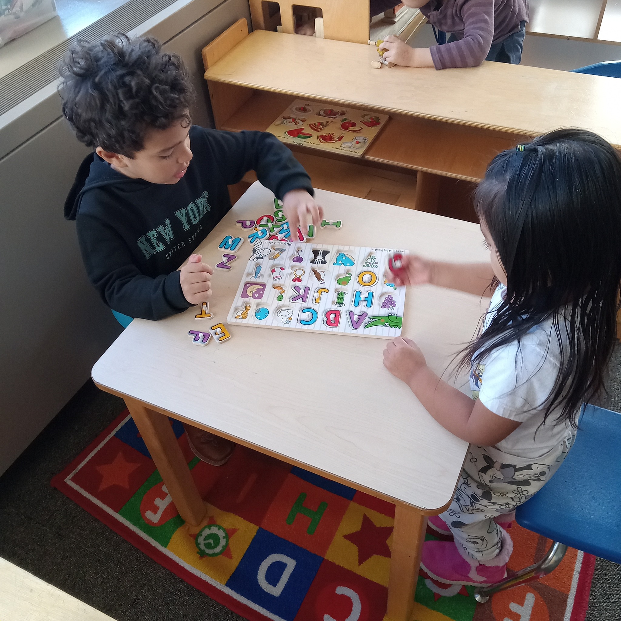 two students working together