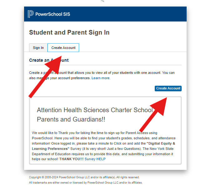 PowerSchool Parent Portal example