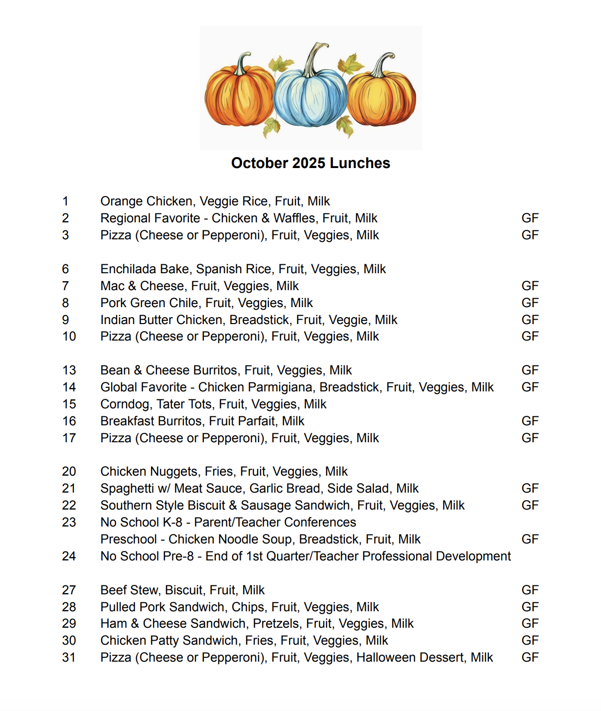 October Lunches