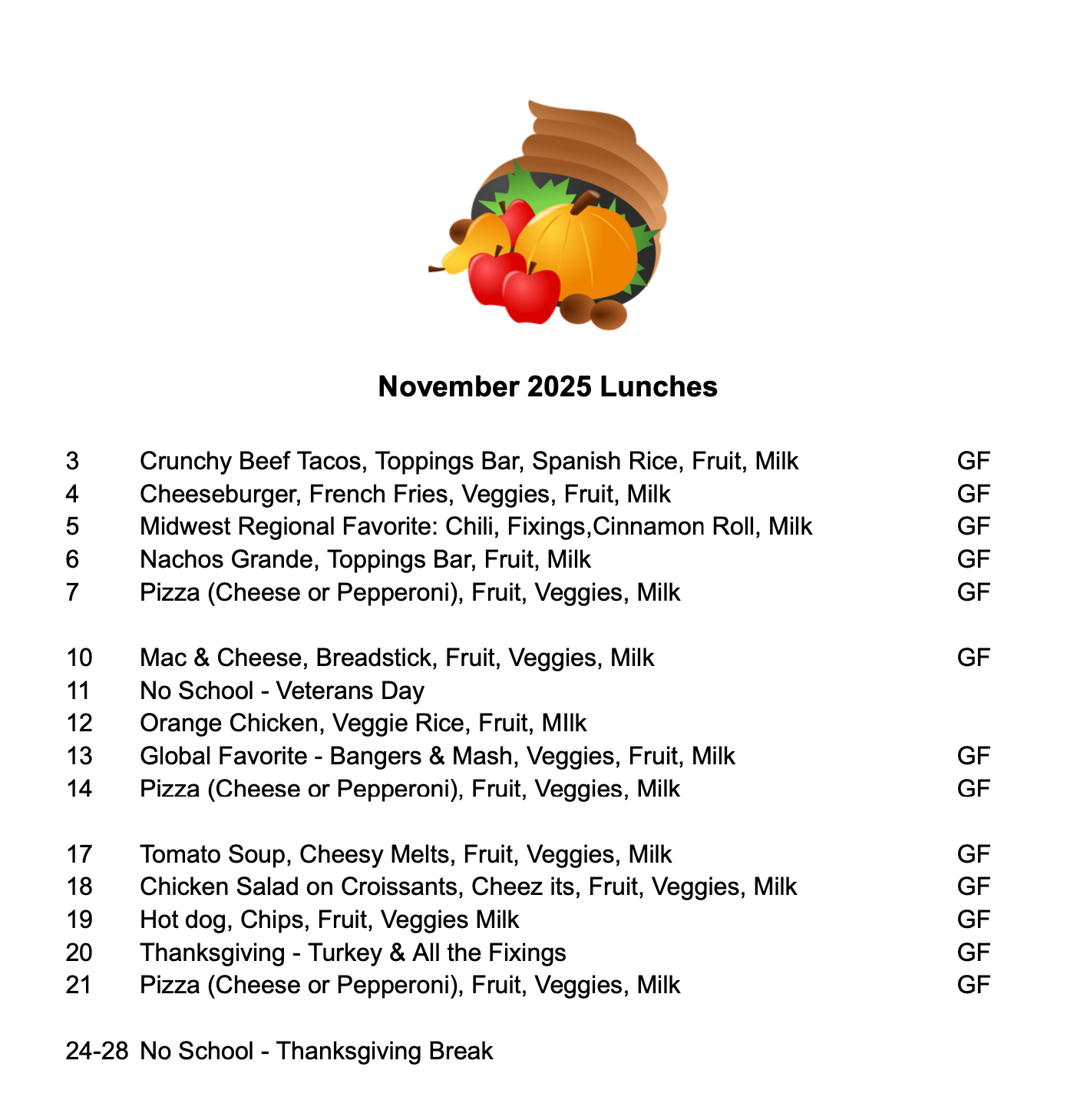 October Lunches