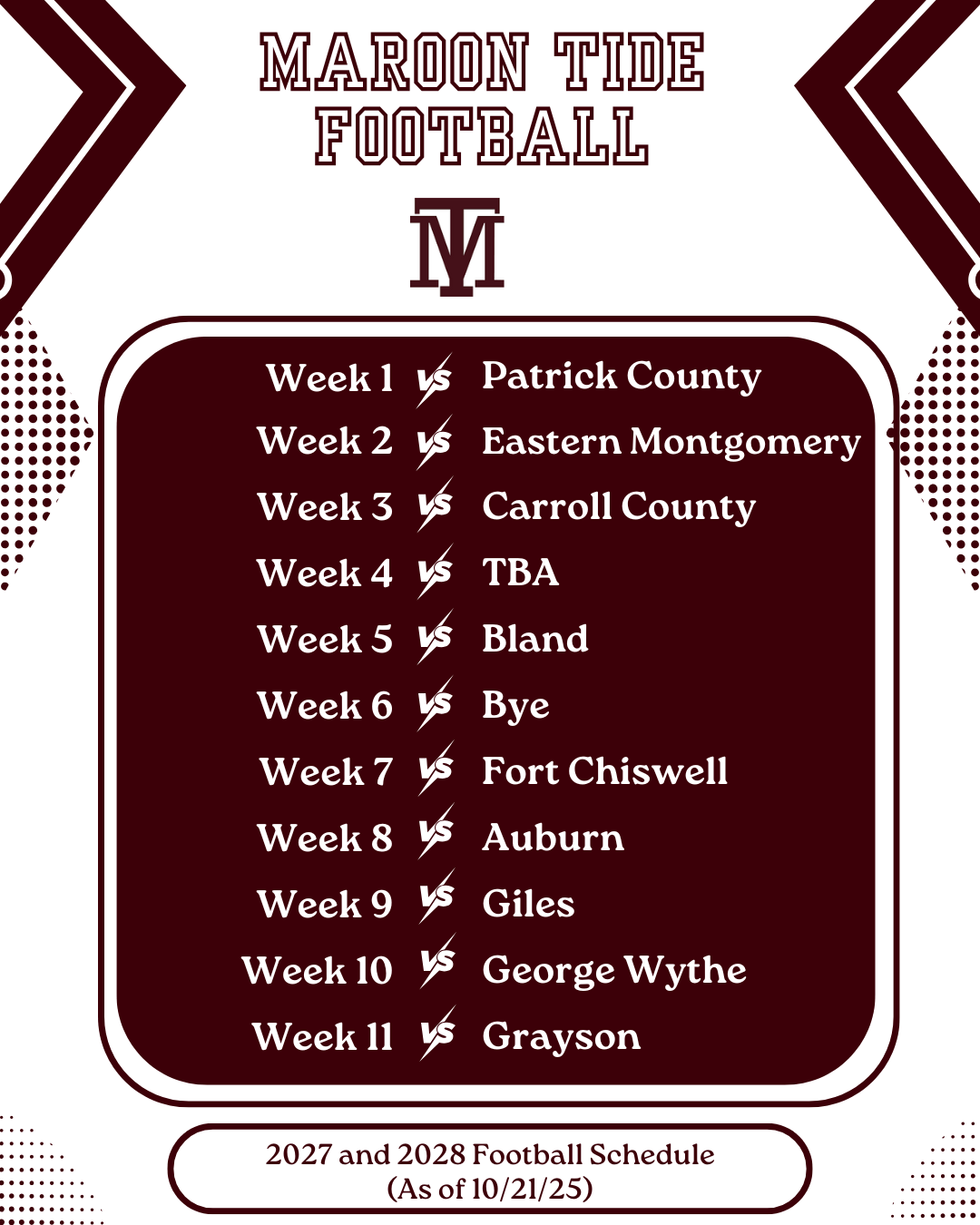 27-28 Football Schedule
