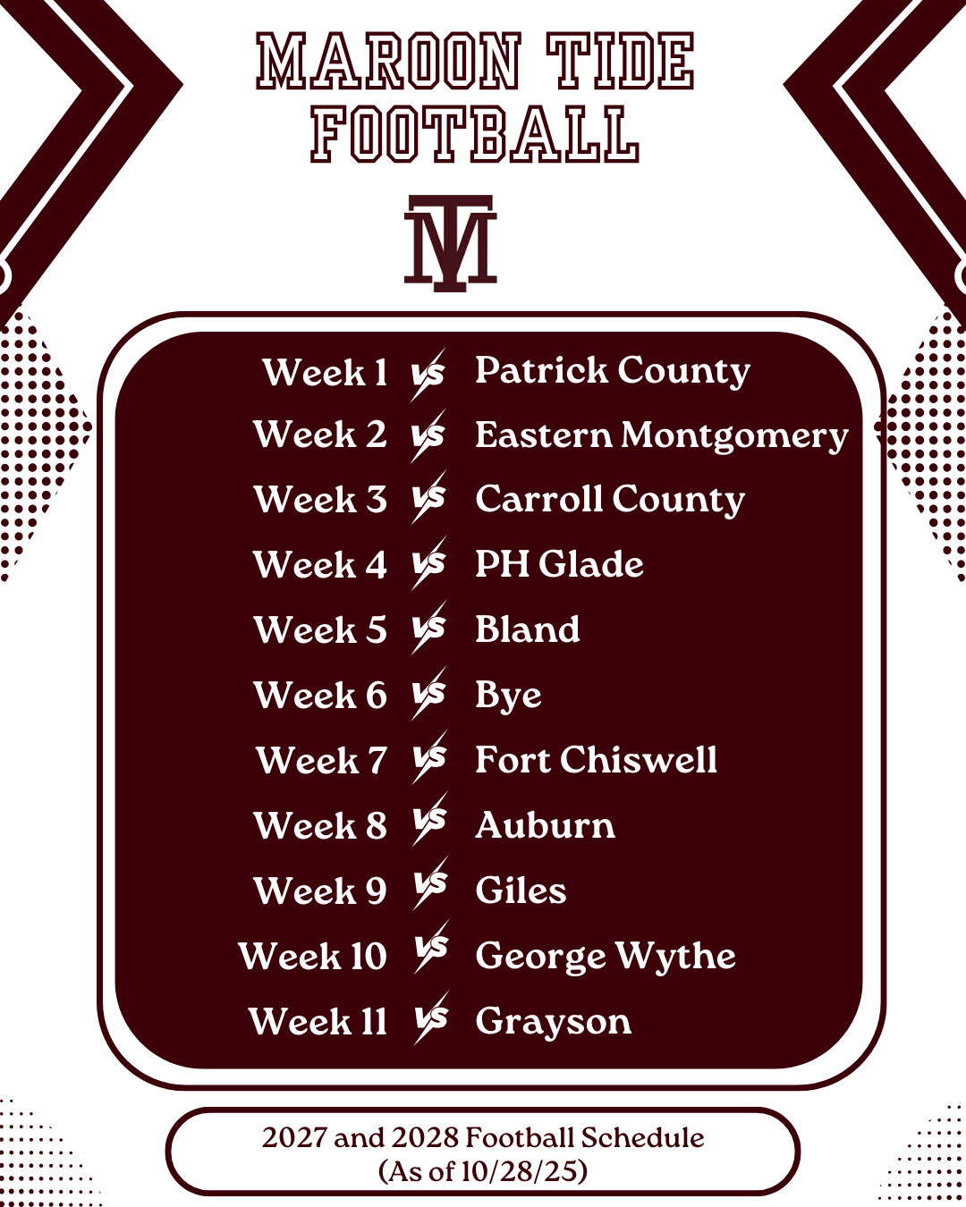 2027-2028 Football Schedule