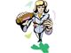 A cartoon woman joyfully holds a hot dog in her hand, showcasing a cheerful expression and vibrant colors.