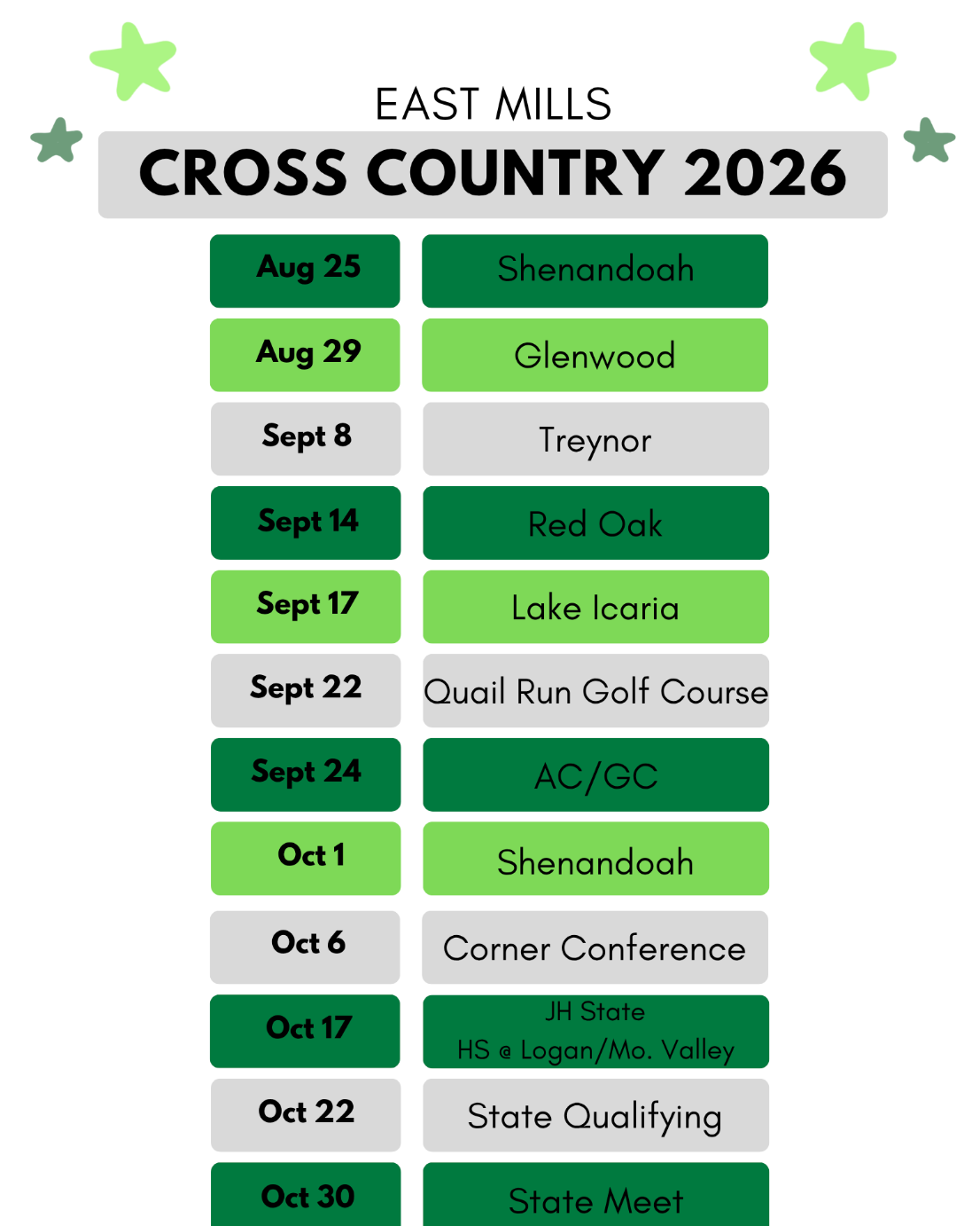 CC schedule