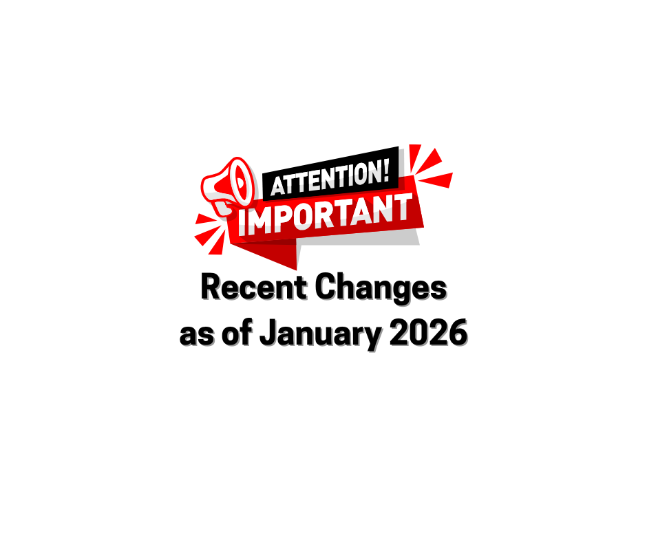 Recent Changes as of January 2026