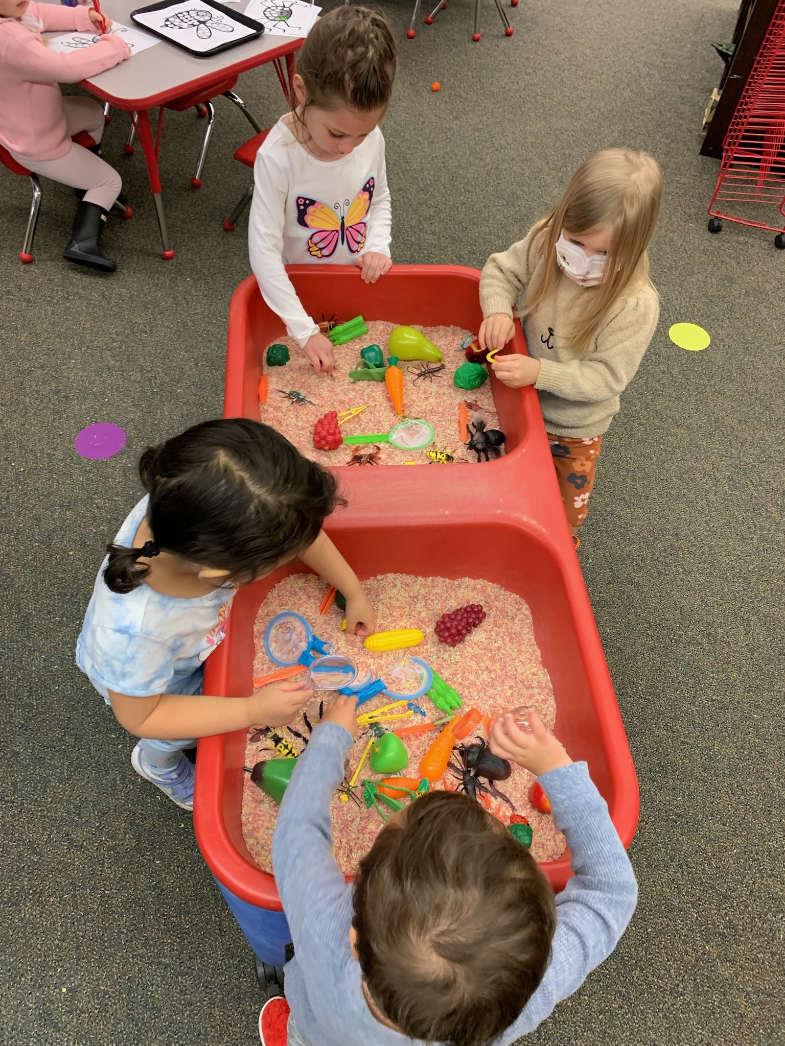 kids playing with textures