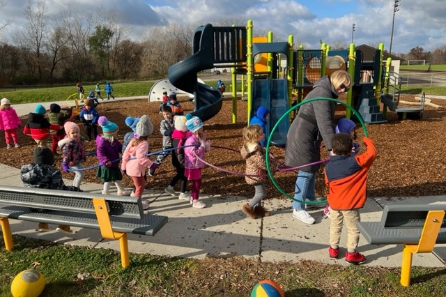 students on playground